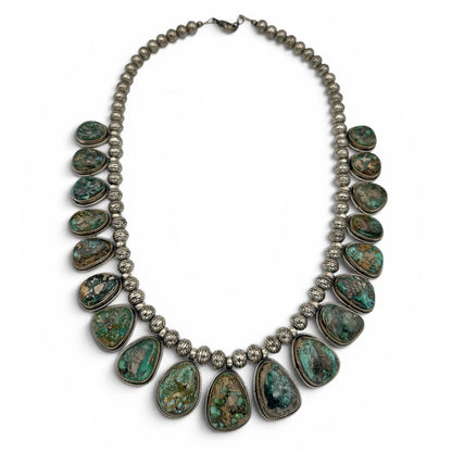 Carico Lake Turquoise & Navajo Pearl Necklace by Ray Bennet