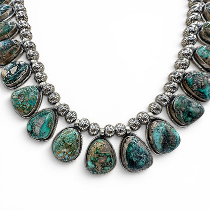 Carico Lake Turquoise & Navajo Pearl Necklace by Ray Bennet