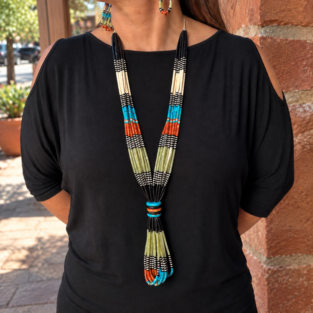 Gerard & Mary Calabaza Multicolor 10 strand Heishi Necklace