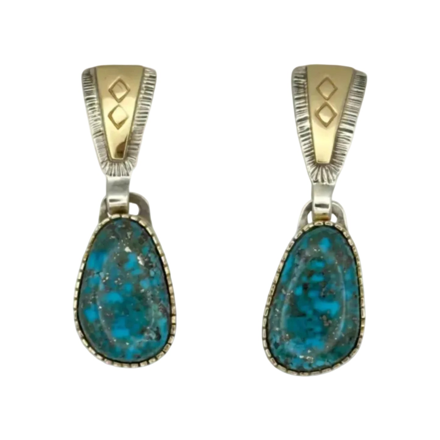 Morenci Turquoise Earrings in 14K Gold by Dina Huntinghorse