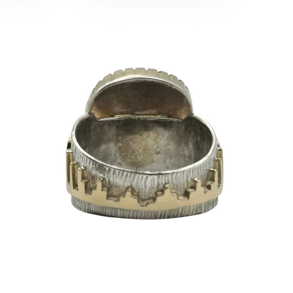 Lone Mountain Turquoise Ring in Sterling Silver & 14K Gold