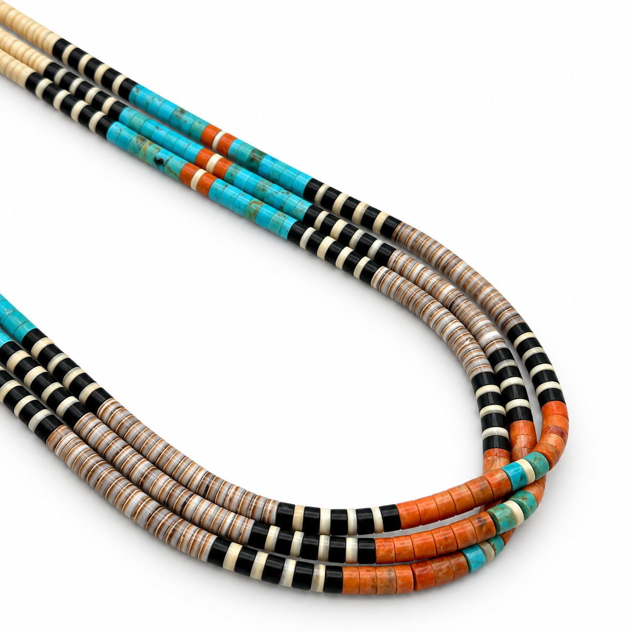 Gerard & Mary Calabaza Multicolor 3 strand Heishi Necklace