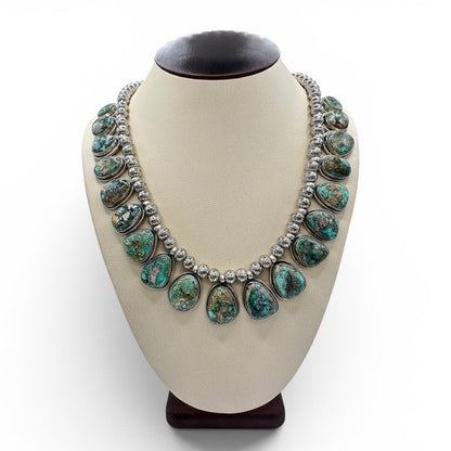 Carico Lake Turquoise & Navajo Pearl Necklace by Ray Bennet