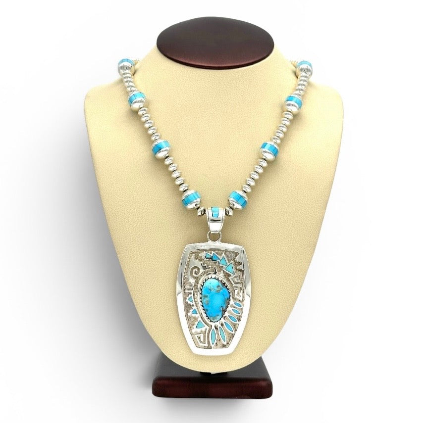 Sleeping Beauty Turquoise Tufa- Cast Necklace by Michael Perry