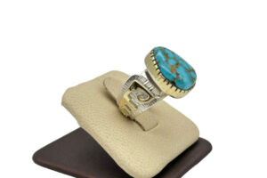 Lone Mountain Turquoise Ring in Sterling Silver & 14K Gold