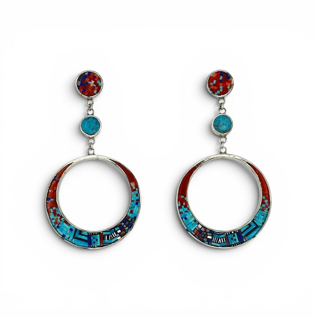Navajo Rainbow Man Micro-Fine Inlay Earrings by Carl & Irene Clark