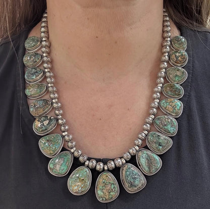 Carico Lake Turquoise & Navajo Pearl Necklace by Ray Bennet