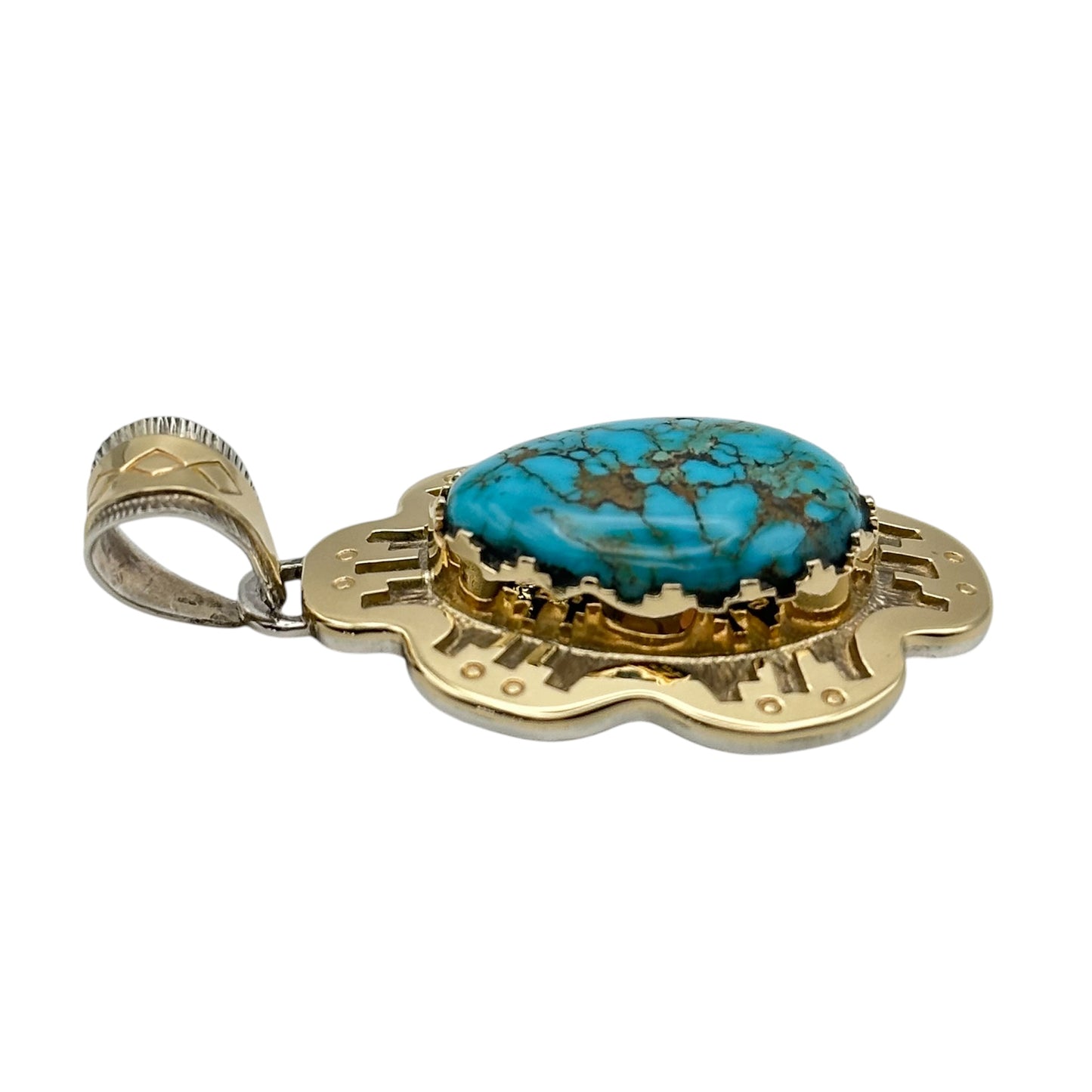 Lone Mountain Pendant in Sterling Silver & 14K Gold