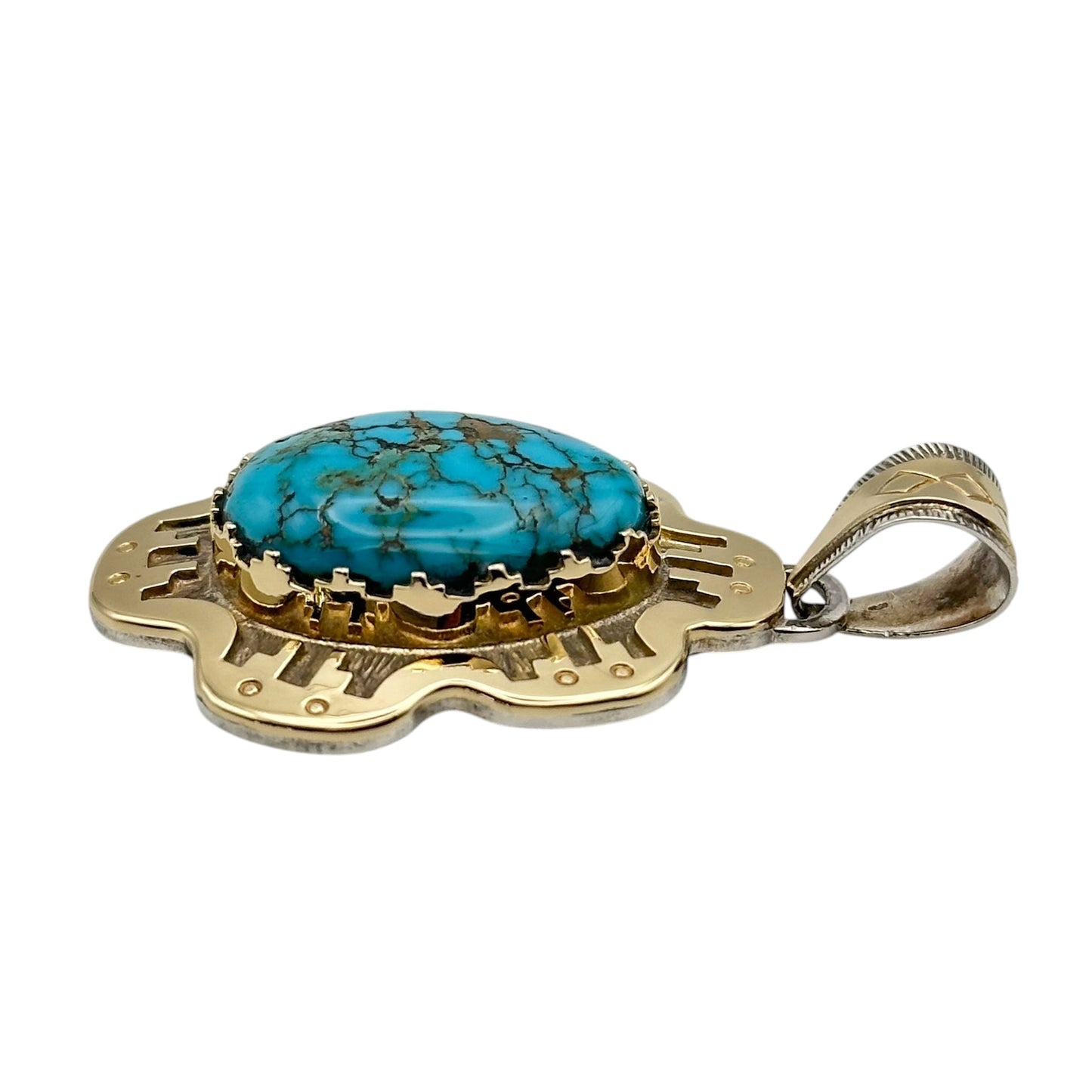 Lone Mountain Pendant in Sterling Silver & 14K Gold