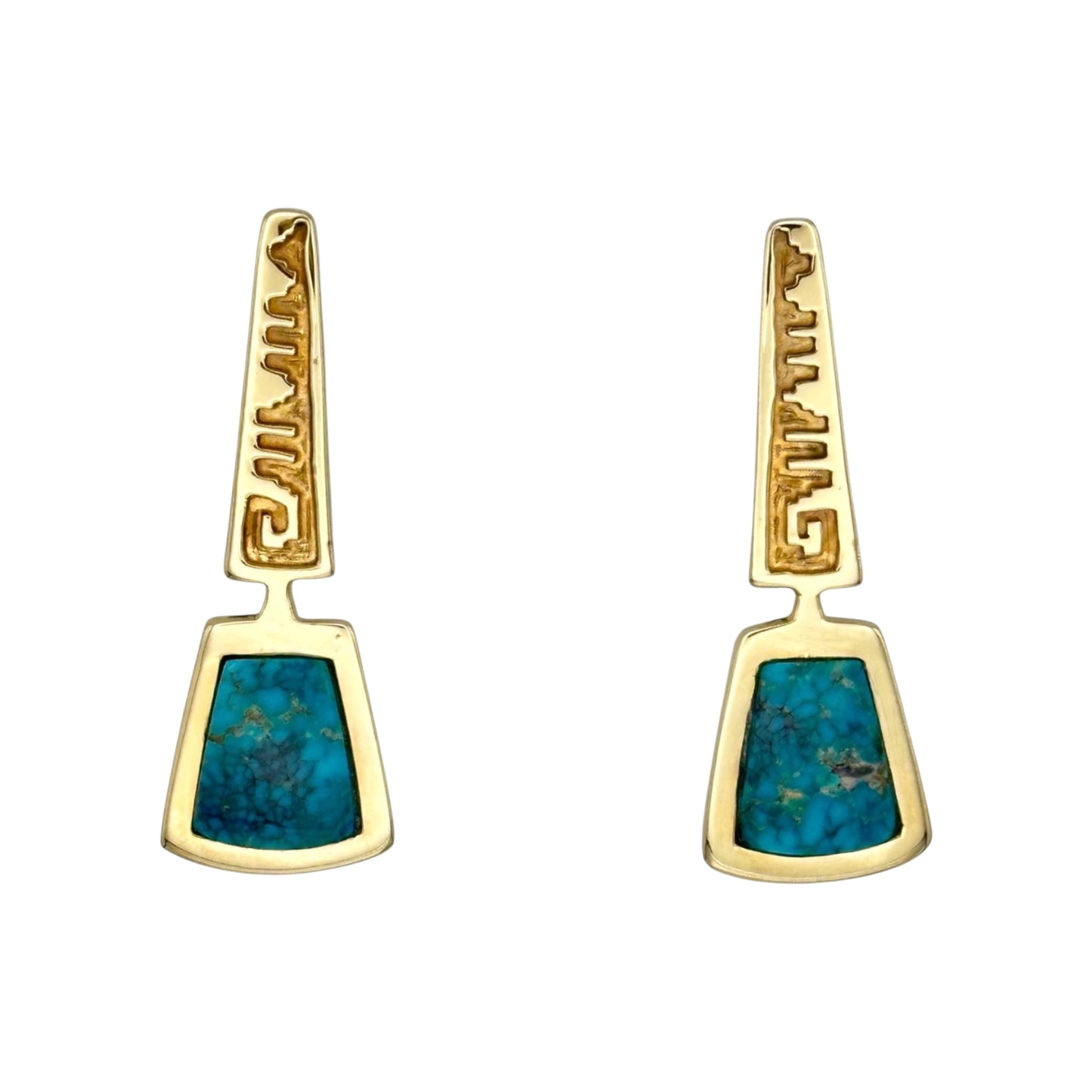 Lone Mountain Turquoise Earrings in 14K Gold