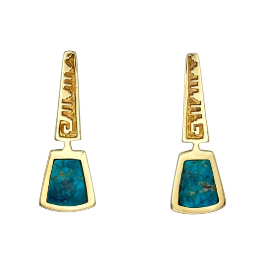 Lone Mountain Turquoise Earrings in 14K Gold