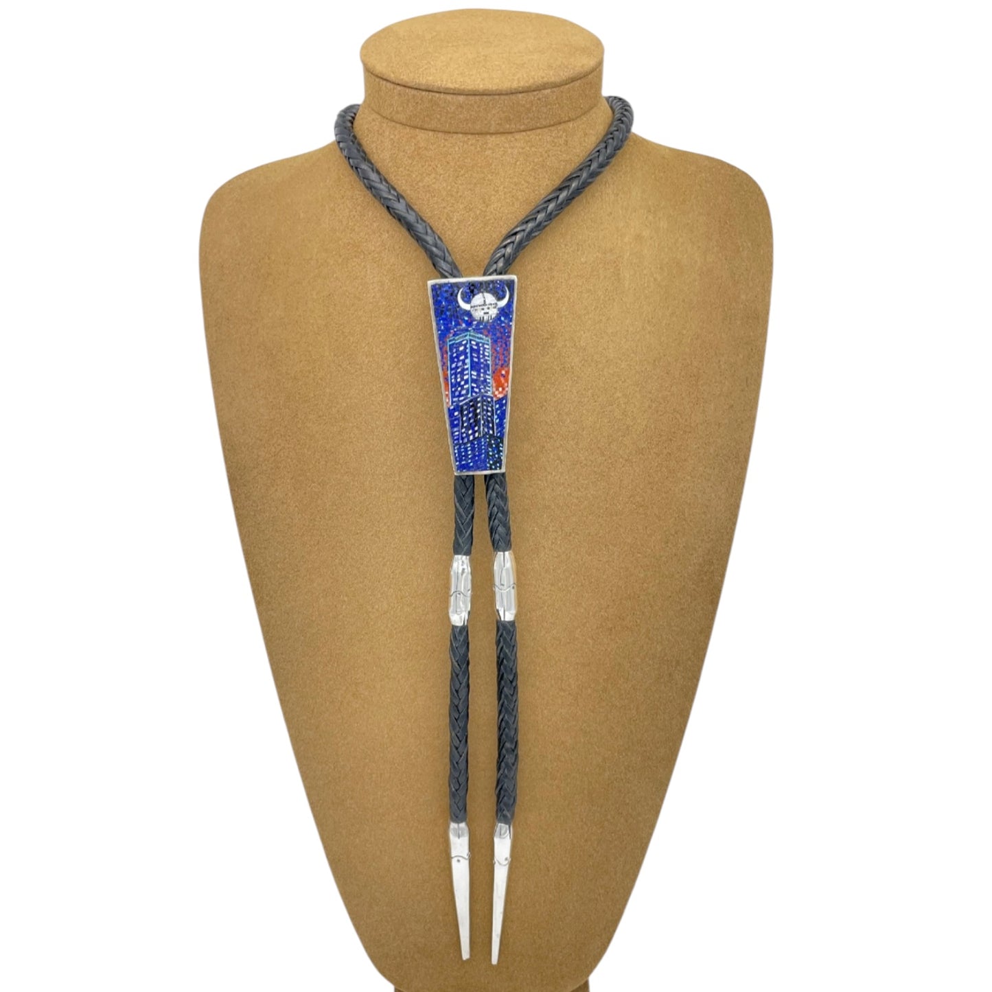 Navajo Micro-Fine Inlay Bolo Tie by Carl Clark