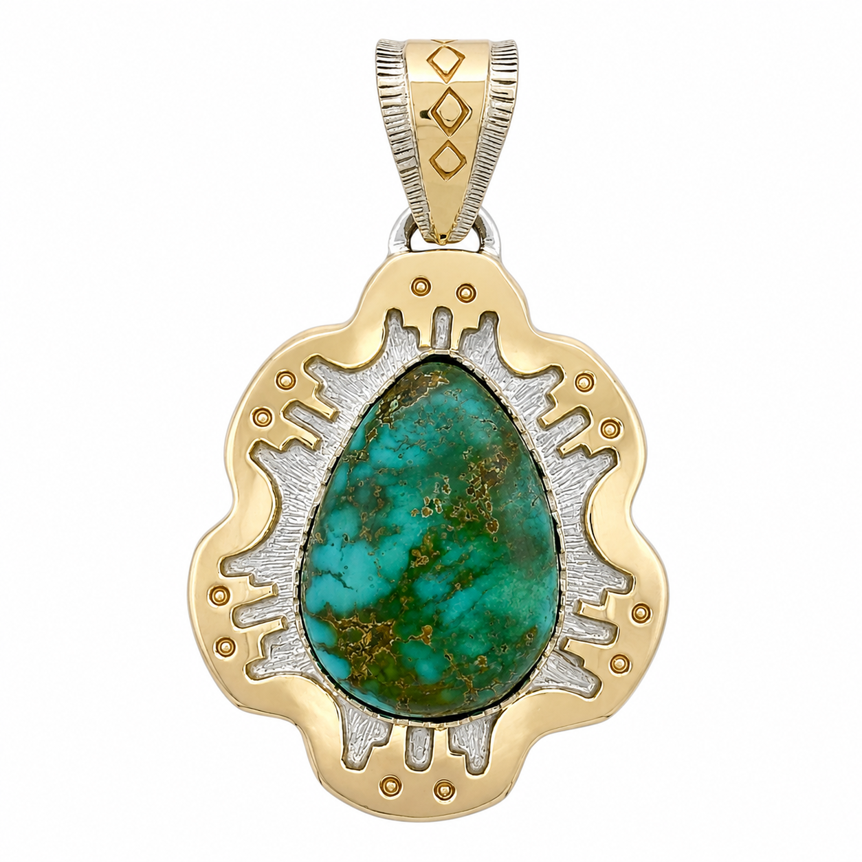Royston Pendant & 14K Gold by Dina Huntinghorse
