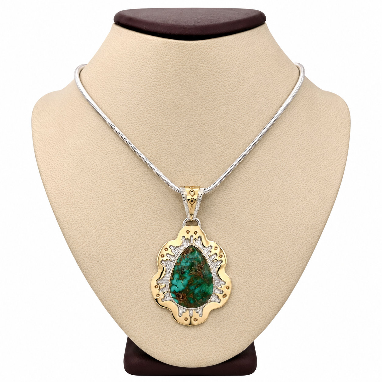 Royston Pendant & 14K Gold by Dina Huntinghorse