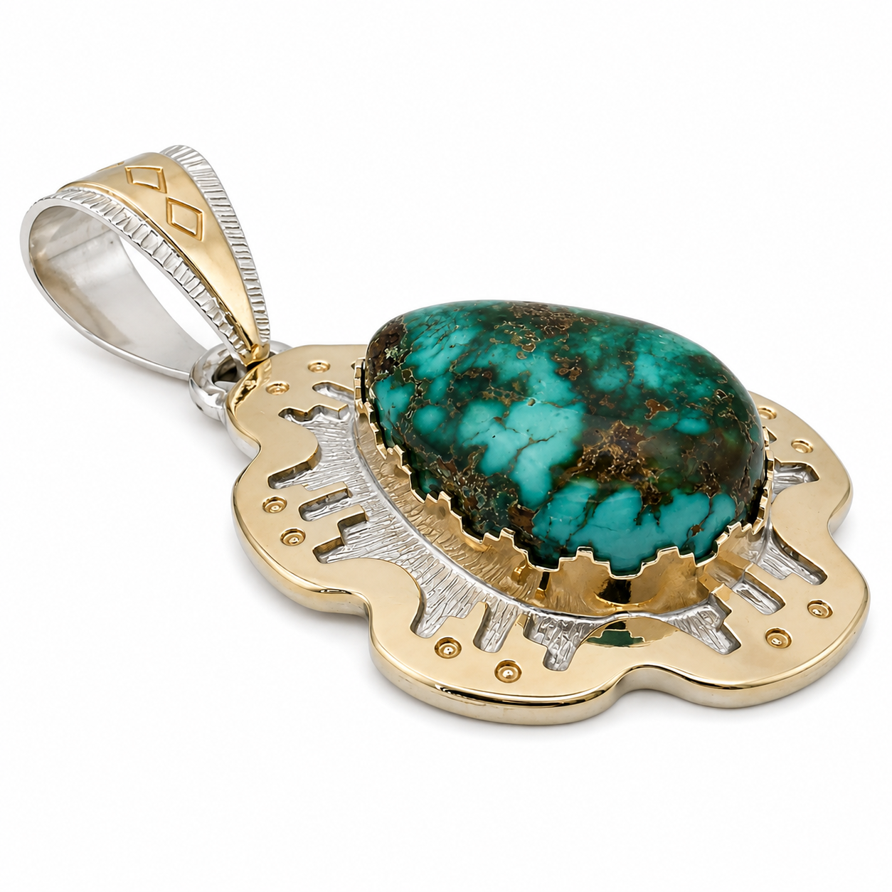 Royston Pendant & 14K Gold by Dina Huntinghorse