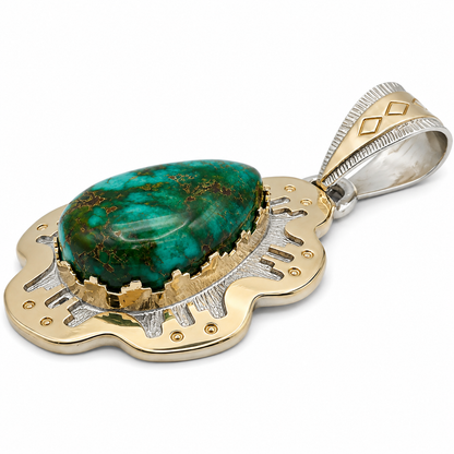Royston Pendant & 14K Gold by Dina Huntinghorse