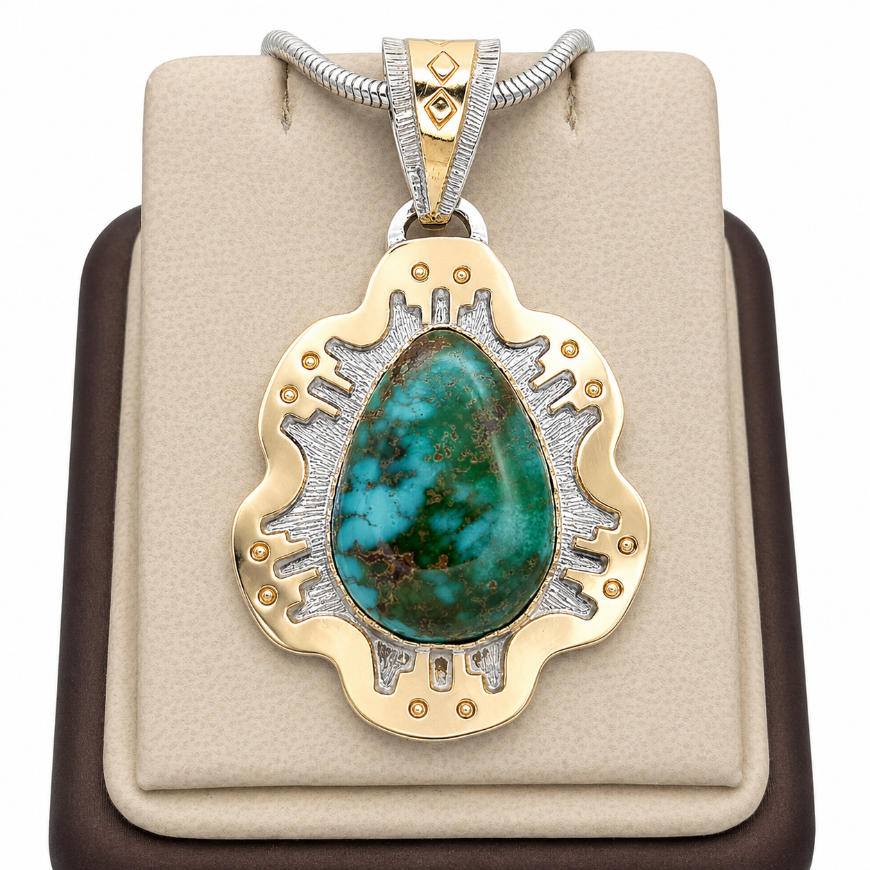 Royston Pendant & 14K Gold by Dina Huntinghorse