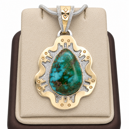 Royston Pendant & 14K Gold by Dina Huntinghorse