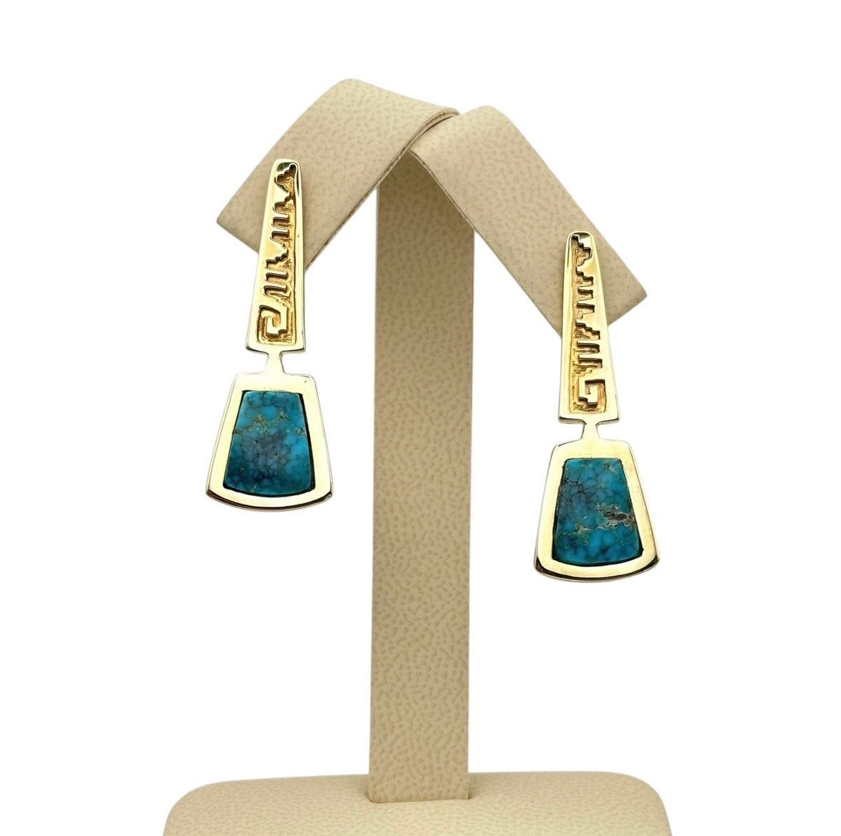 Lone Mountain Turquoise Earrings in 14K Gold