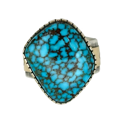 Kingman Turquoise Ring in Sterling Silver & 14K Gold