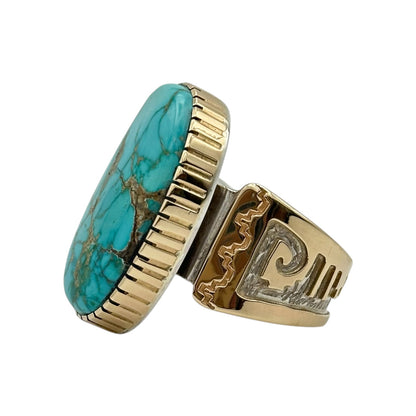 Royston Turquoise Ring in Sterling Silver & 14K Gold