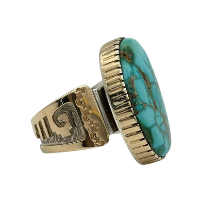 Royston Turquoise Ring in Sterling Silver & 14K Gold