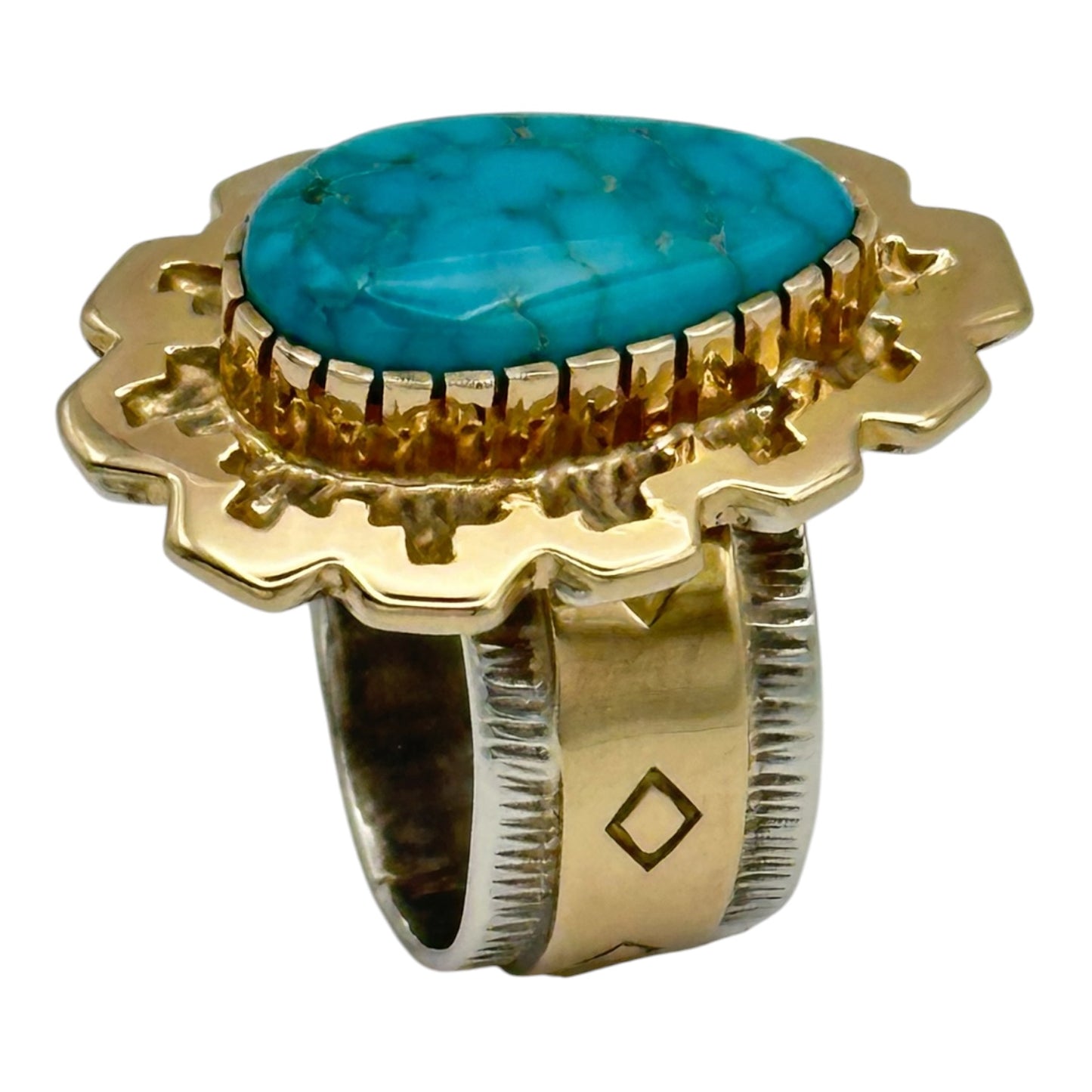 Lone Mountain Ring in Sterling Silver & 14K Gold