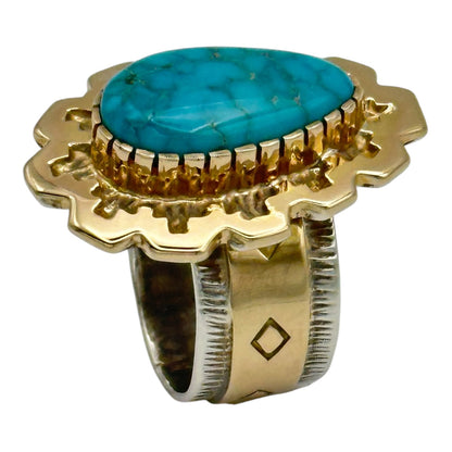 Lone Mountain Ring in Sterling Silver & 14K Gold