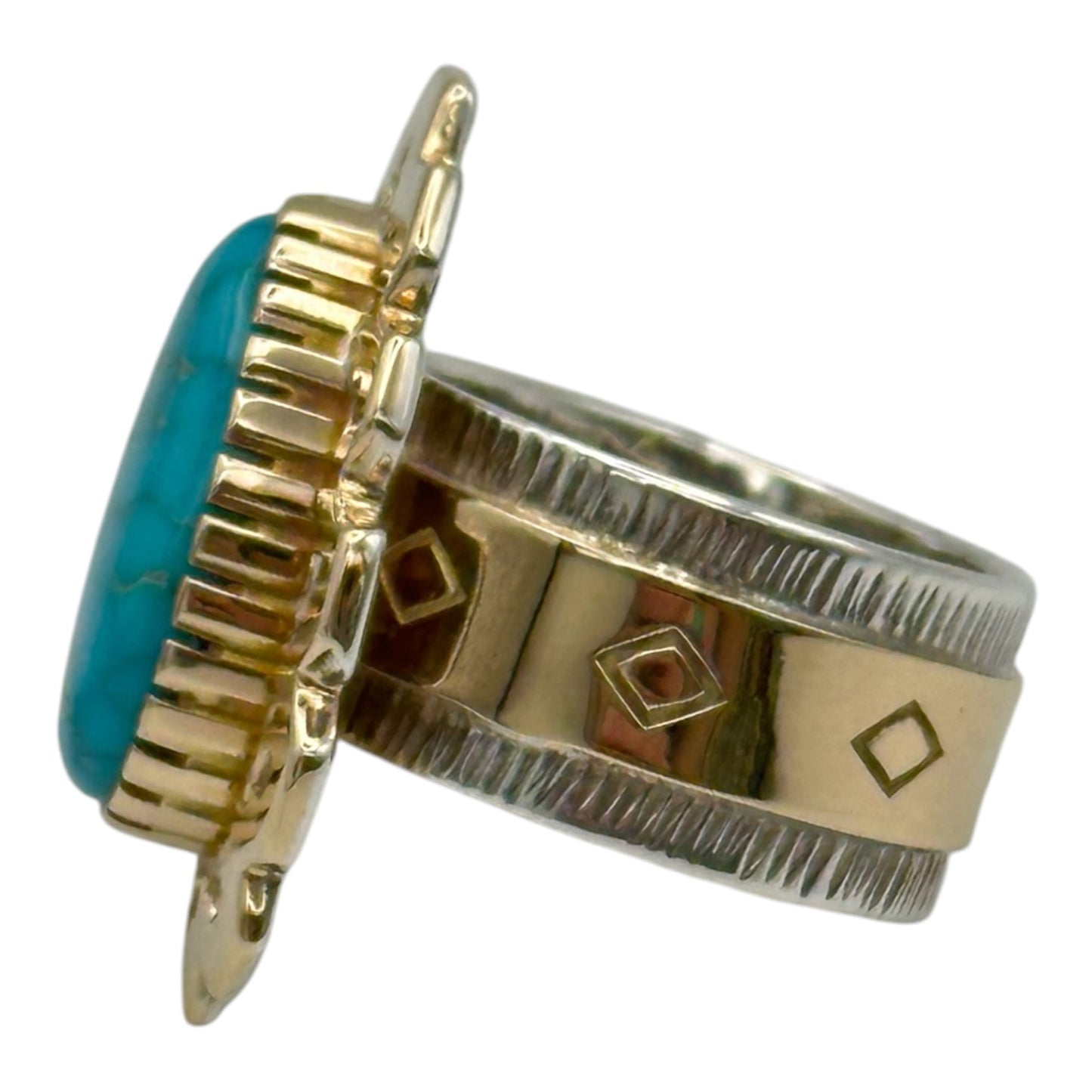 Lone Mountain Ring in Sterling Silver & 14K Gold