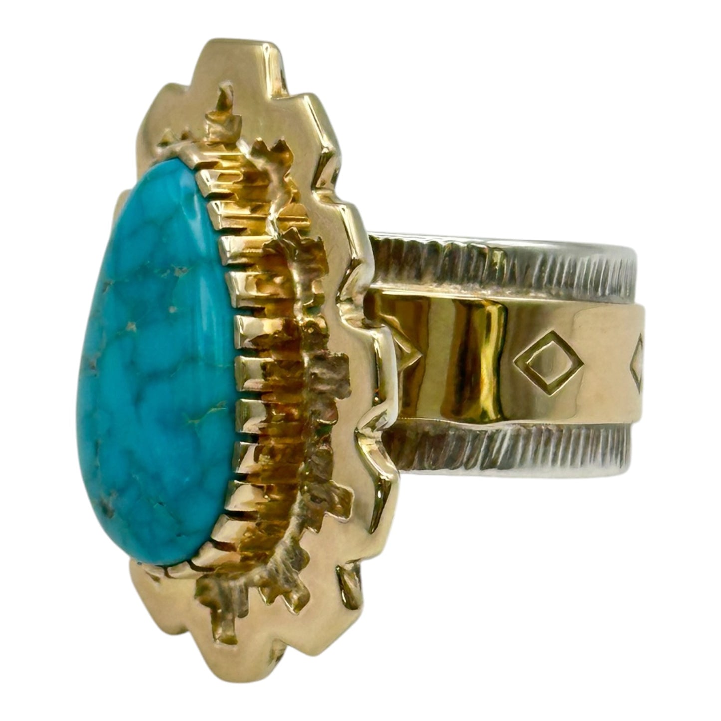 Lone Mountain Ring in Sterling Silver & 14K Gold