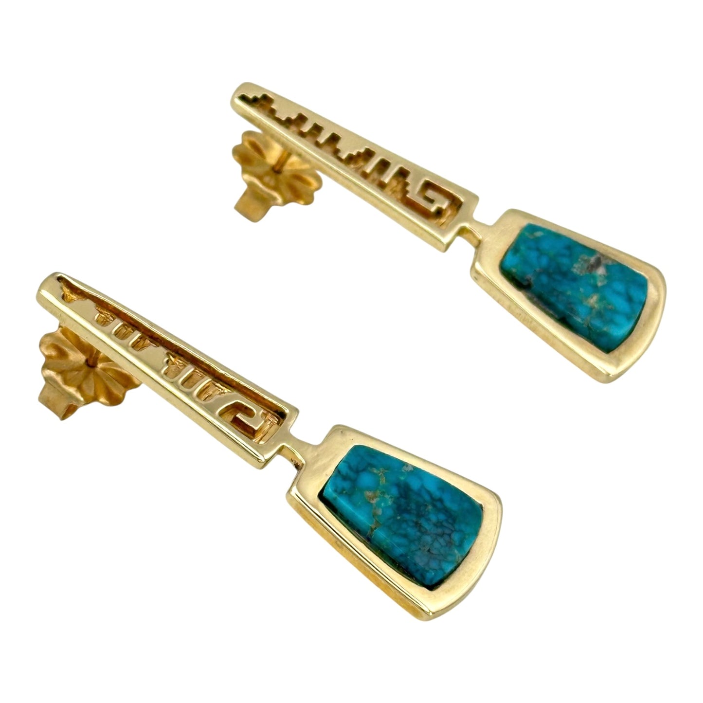 Lone Mountain Turquoise Earrings in 14K Gold