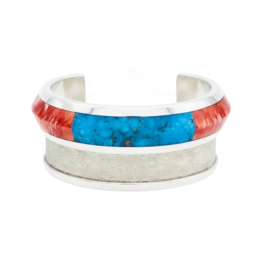 Kingman Turquoise & Spiny Oyster Shell Inlay Bracelet by Rodney Coriz