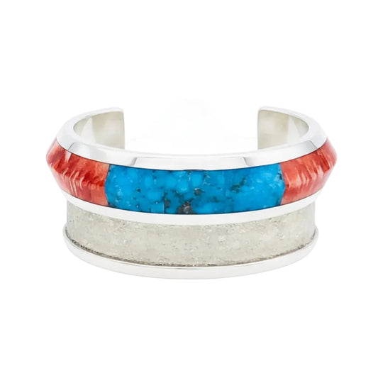 Kingman Turquoise & Spiny Oyster Shell Inlay Bracelet by Rodney Coriz