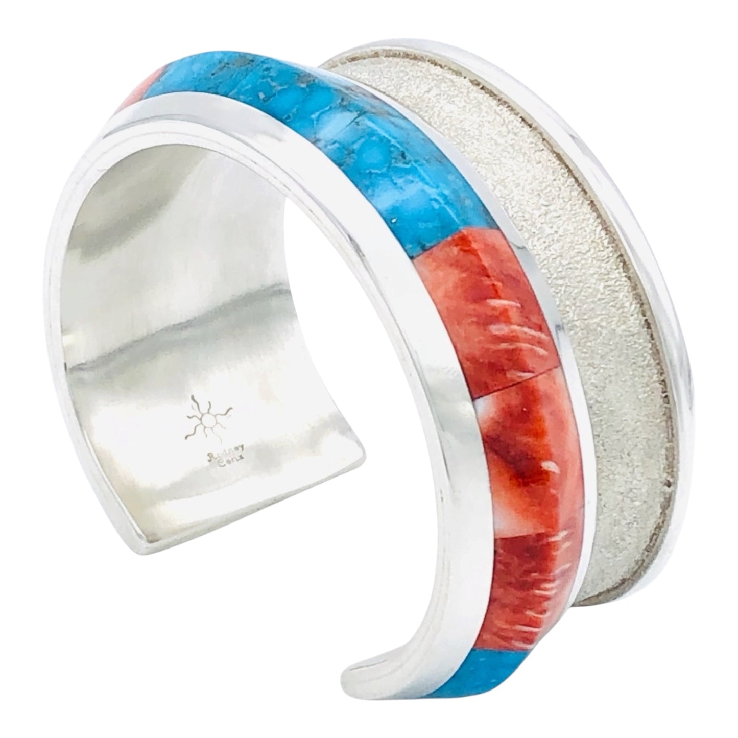 Kingman Turquoise & Spiny Oyster Shell Inlay Bracelet by Rodney Coriz