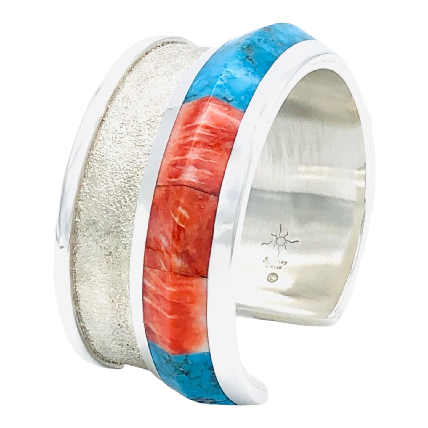 Kingman Turquoise & Spiny Oyster Shell Inlay Bracelet by Rodney Coriz