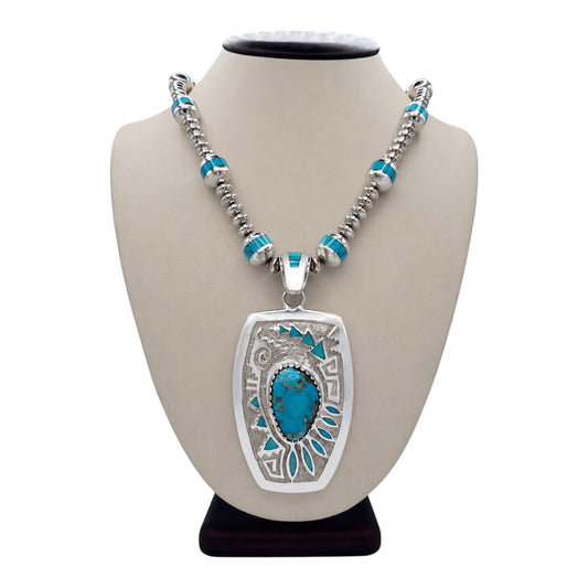 Sleeping Beauty Turquoise Tufa- Cast Necklace by Michael Perry