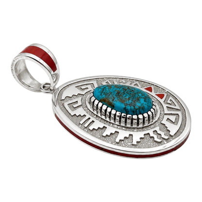 Turquoise & Red Coral Tufa- Cast Pendant by Michael Perry