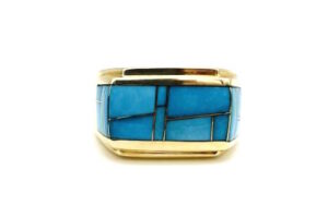 14k Sleeping Beauty Turquoise Inlay Ring