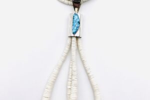 White Clam Shell Heishi Necklace with Turquoise