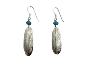 Turquoise Feather Earrings