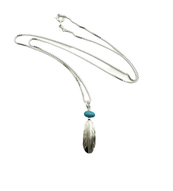 Feather Necklace with Turquoise - Image 2