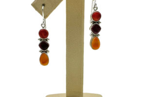 Multi-Color 3 Stone Earrings